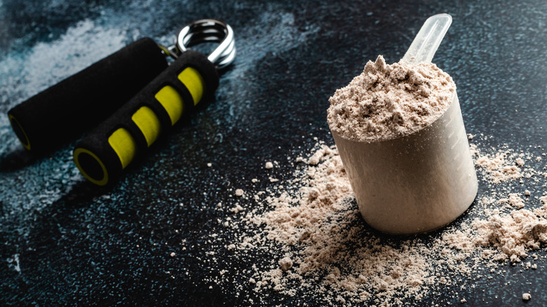 A scoop of whey protein