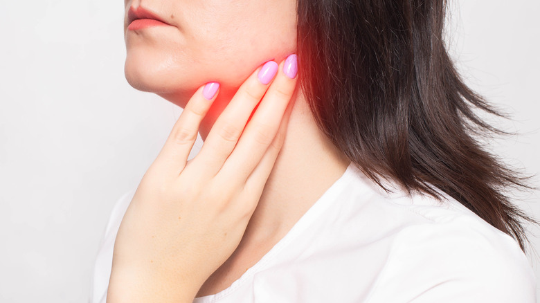 Woman with oral cancer