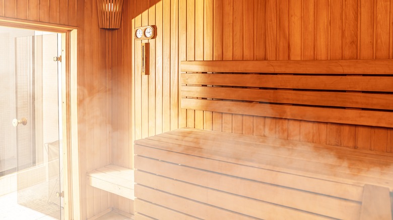 woman sauna after workout