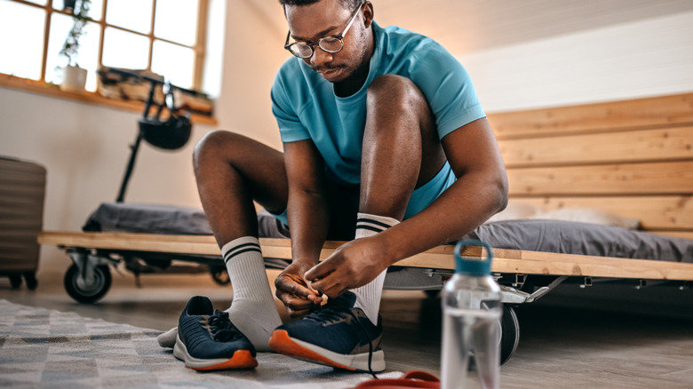 man getting ready to go for a run