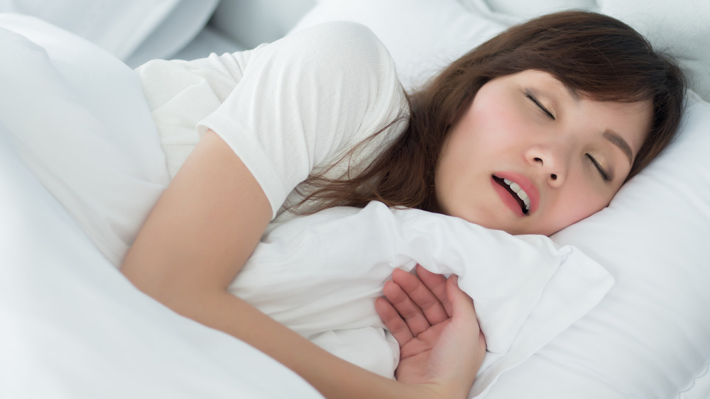 A woman snoring