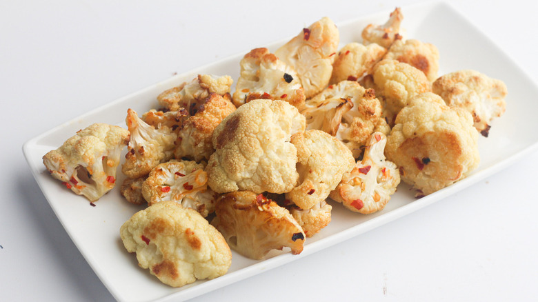 roast cauliflower on platter
