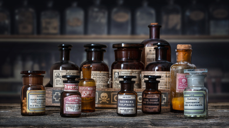 old poison bottles