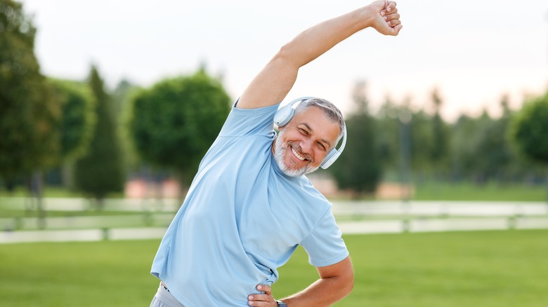 man stretching