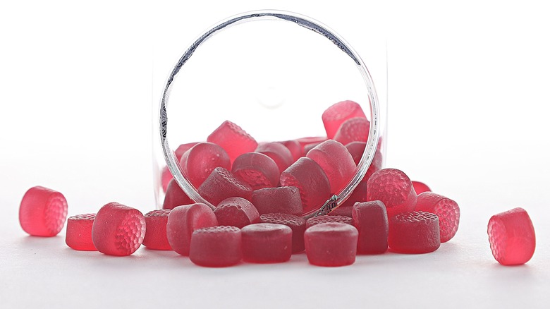 melatonin gummies on a white background