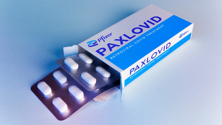 Box of Paxlovid antiviral pills