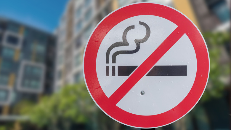 close-up of no smoking sign