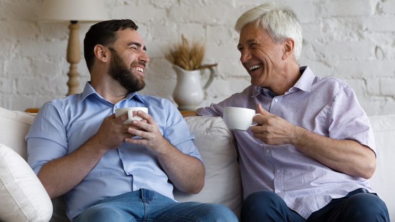 Two men drinking coffee