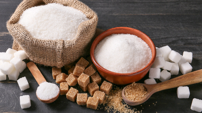 Granulated white and brown sugar 