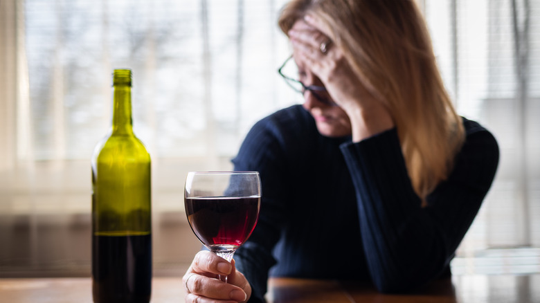 woman red wine
