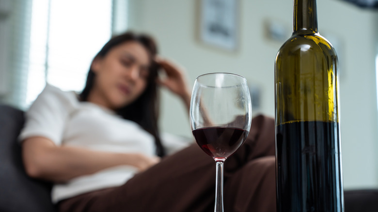woman red wine