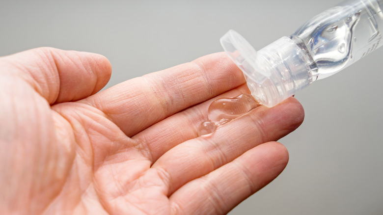 Hand sanitizer on hand