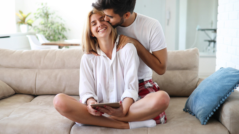 young couple relaxed happy massage