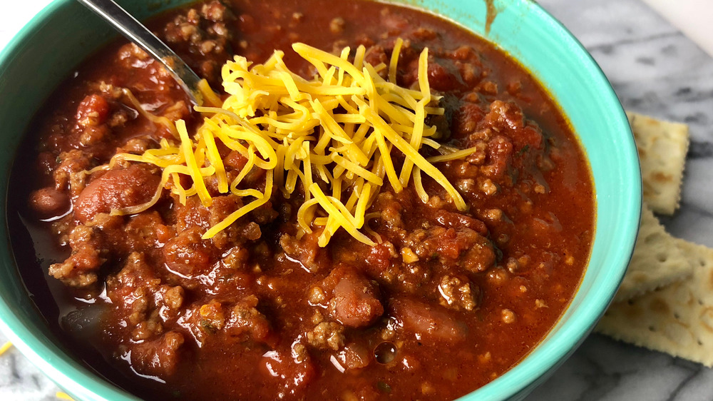 closeup of homemade chili