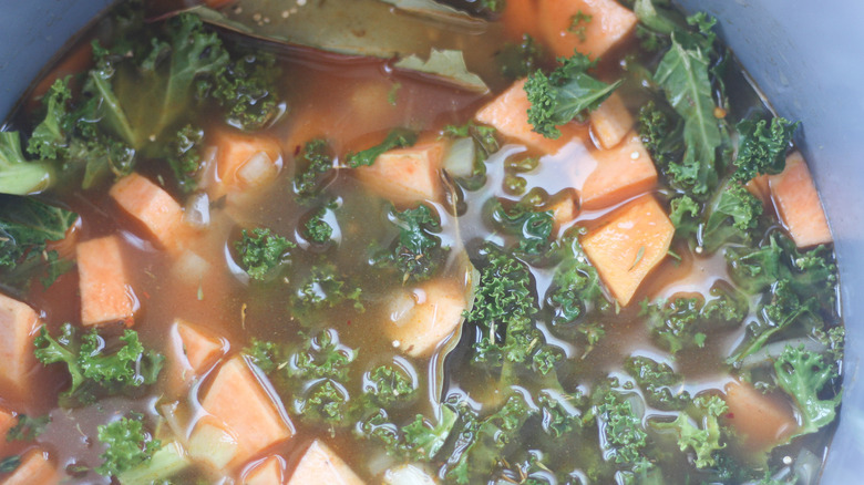 soup at a low simmer