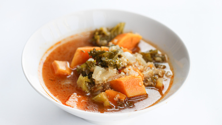 serving of soup white bowl
