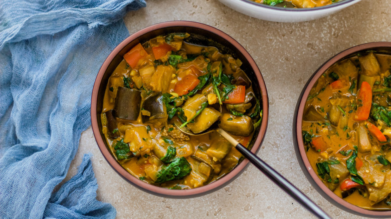 bowl of eggplant curry