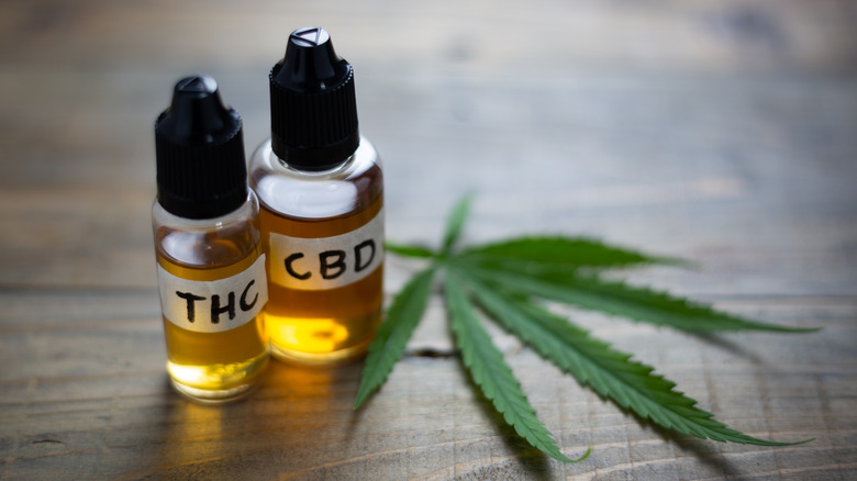 bottles of THC and CBD oil