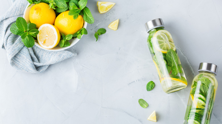 fruit infused water in a bottle