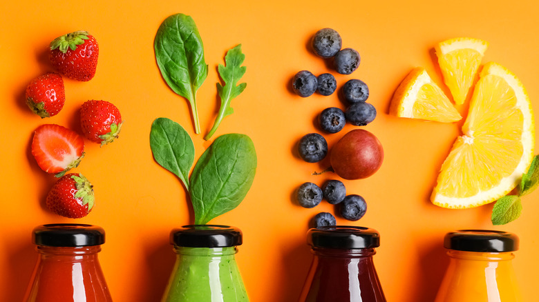 juices against an orange background