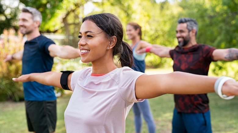 group of people exercising