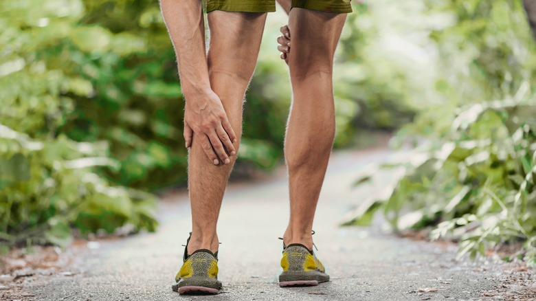 a man's muscular calves