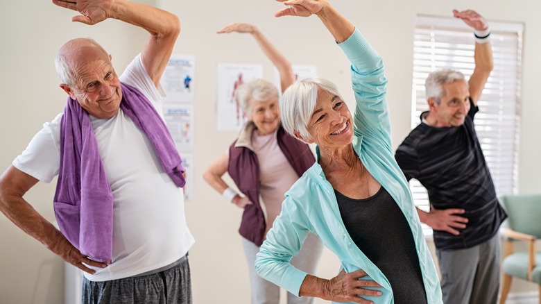 older adults stretching 