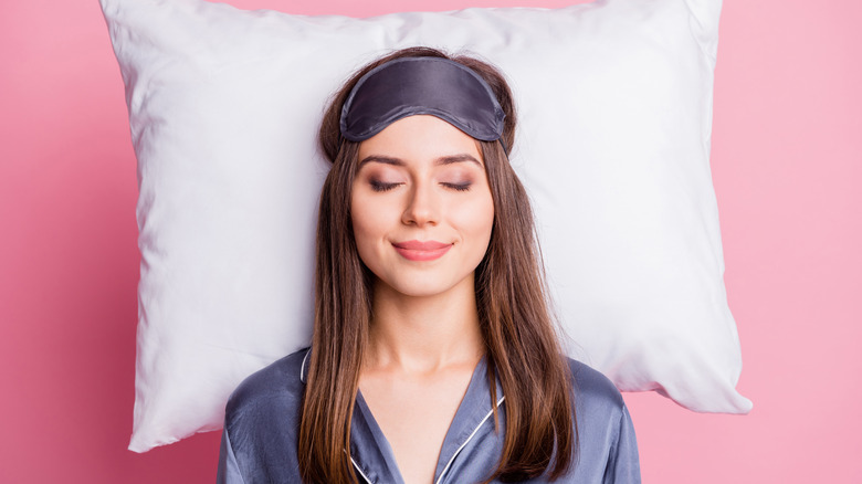 Woman sleeping happily