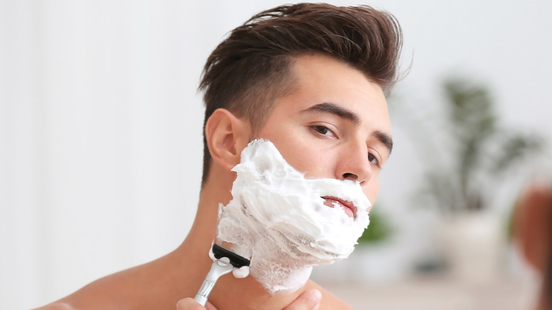 man shaving