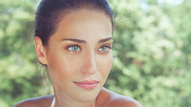 Woman with green eyes