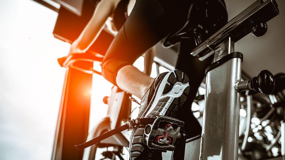 woman on spin bike