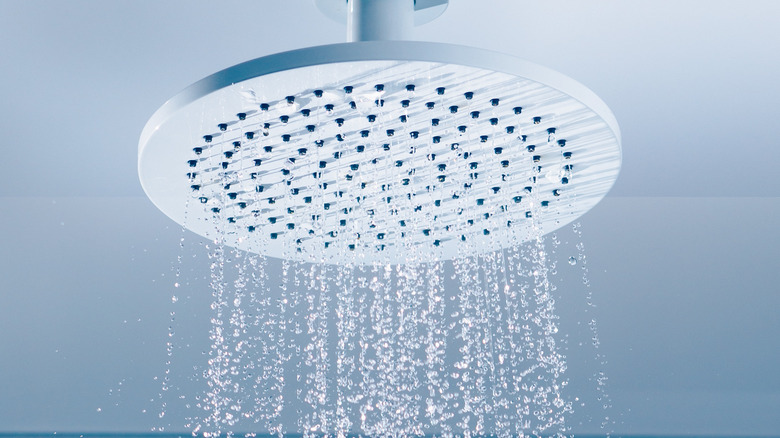 hot water dispensing from a shower head 