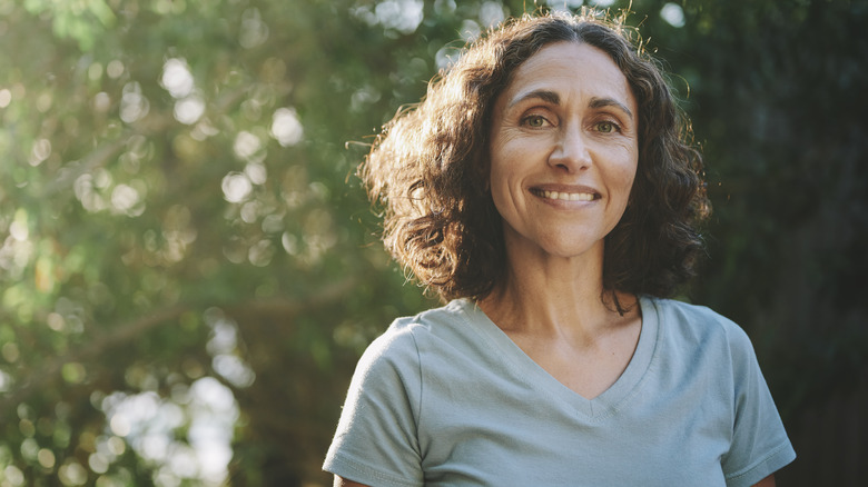 healthy woman looking into the camera