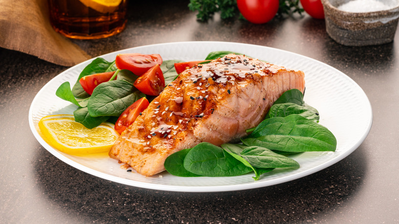A plate of salmon