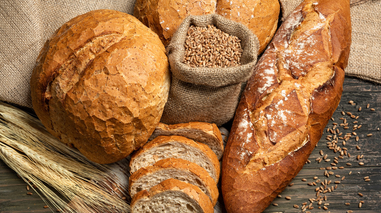 Loaves of whole grain bread