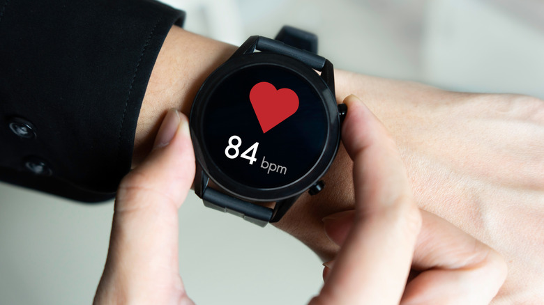 Wrist watch displaying heart rate