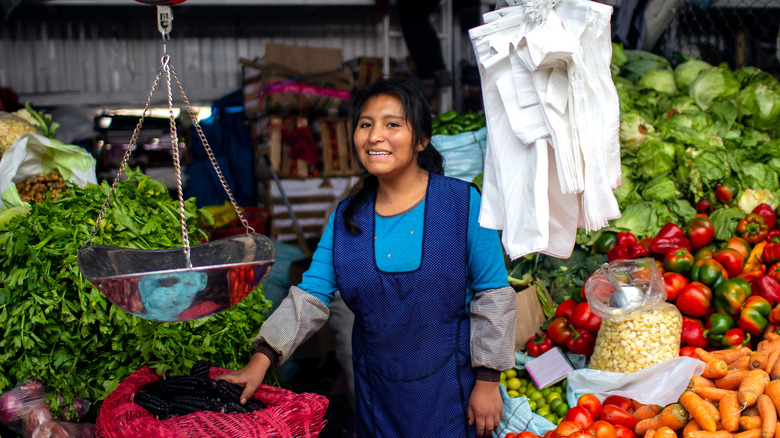 vendor at a farmers market