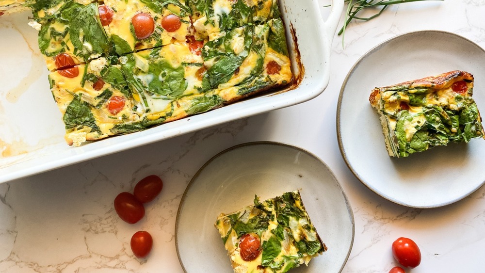 healthy egg casserole baked and served