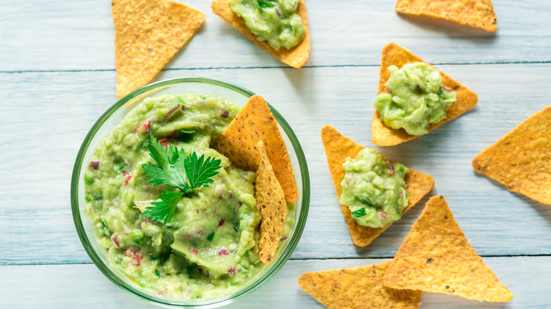 Guacamole with tortilla chips