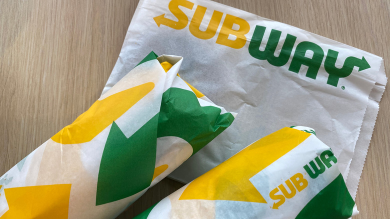 Subway sandwich and drink 