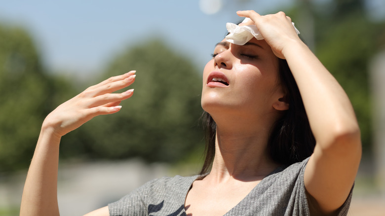Woman in hot sun