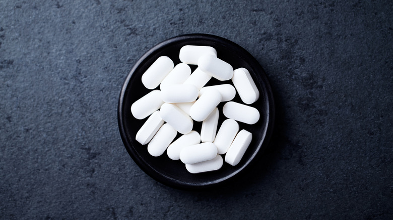 Dish full of supplements
