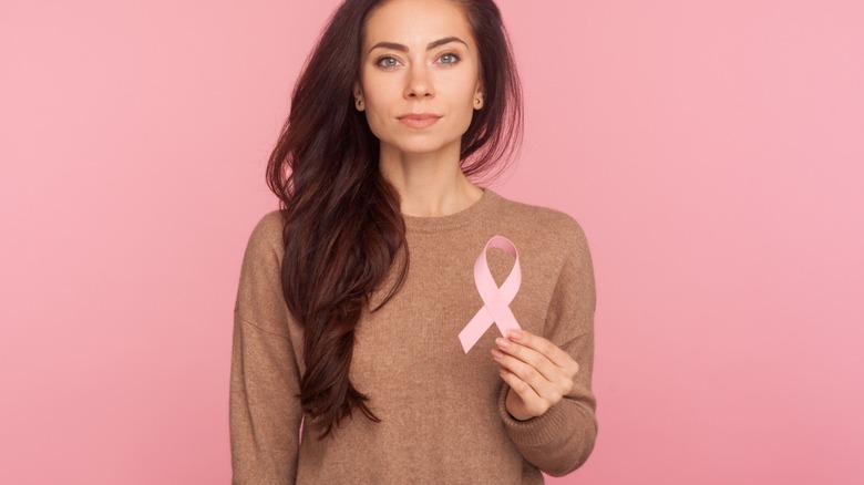 woman raising cancer awareness