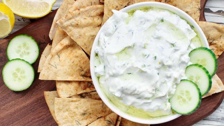 a bowl of fresh tzatziki sauce