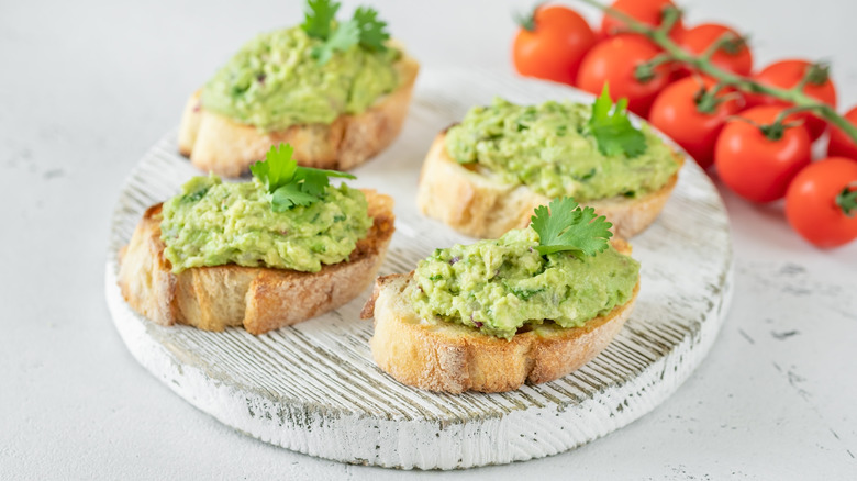 Avocado toast with cilantro sprinkled on top