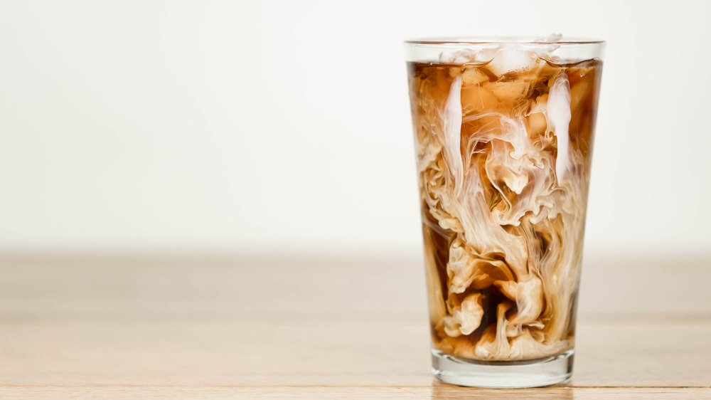 Iced coffee blended with a protein drink 