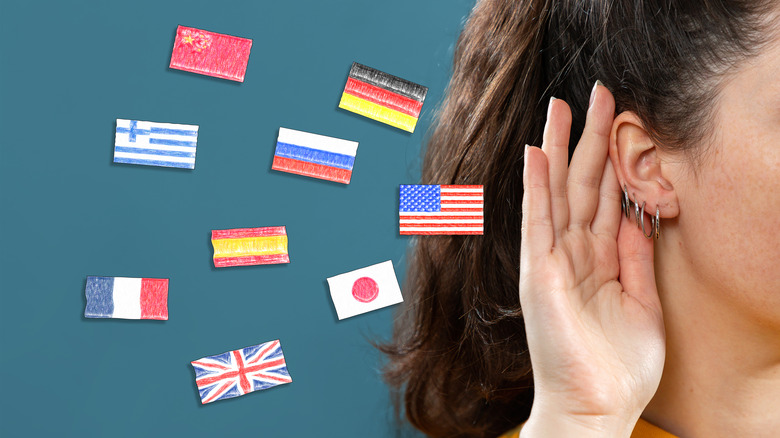 woman listening to many accents