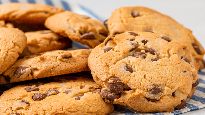 Chocolate chip cookies on table