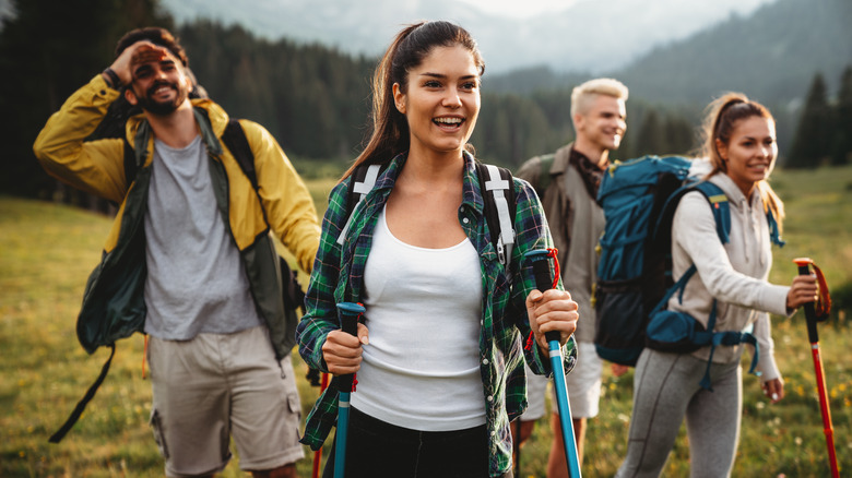 friends hiking in the mountains