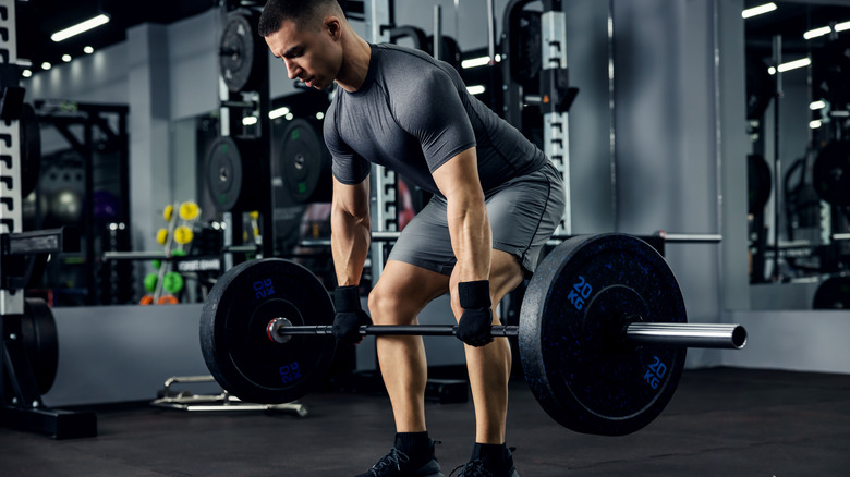 Man performing a deadlift